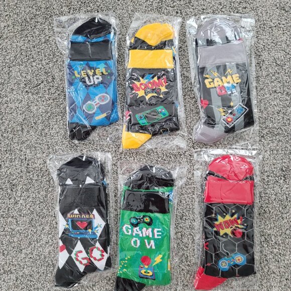 Men's Lot of 6 Gaming Socks size 6-12  "NEW" - Picture 1 of 2